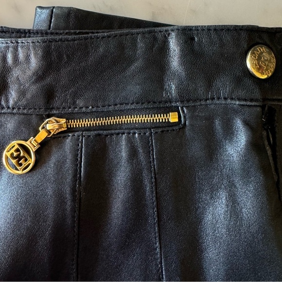 Escada Vintage Leather Pants Bootcut High Waist 90s - Black - Size 4 - Picture 6 of 7